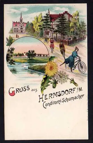 77005 Ansichtskarte Litho Berlin Hermsdorf i. M. Conditorei Schumacher um 1900 Mark Branden