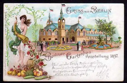 81914 Ansichtskarte Berlin Gartenbau Ausstellung 1897 Privatpost Packetfahrt