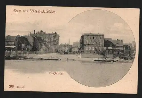 134813 Ansichtskarte Schönebeck Elbe Elb-Ansicht um 1900