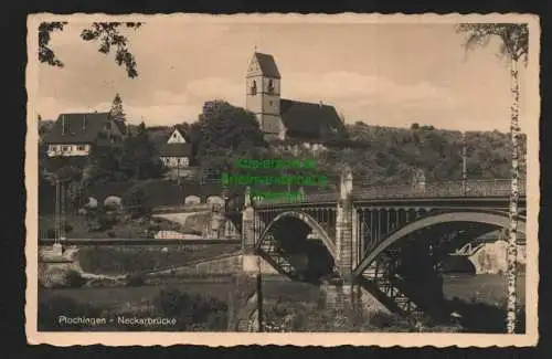 132966 Ansichtskarte Plochingen Neckarbrücke Fotokarte 1934 Kirchheim