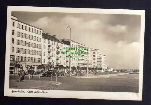 131748 Ansichtskarte Gdynia Gdingen Gotenhafen um 1942 Fotokarte Platz Sparkasse der Sadt