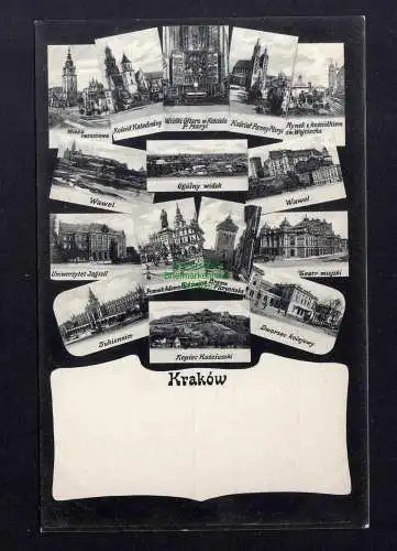 131836 Ansichtskarte Krakow Krakau Mikroskoppostkarte 15 Bilder um 1910