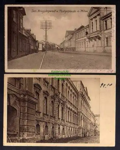 131762 2 Ansichtskarte Jelgava Mitau Lettland 1917 Kriegslazarett Post Schloß