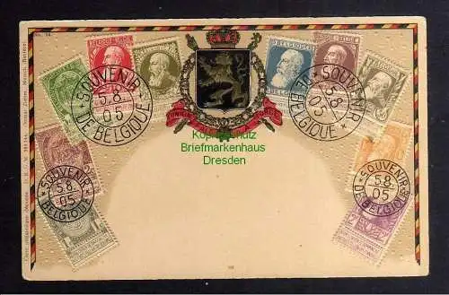 129731 Ansichtskarte Philatelie Postkarte Belgie De Belgique Belgien Wappen um 1905