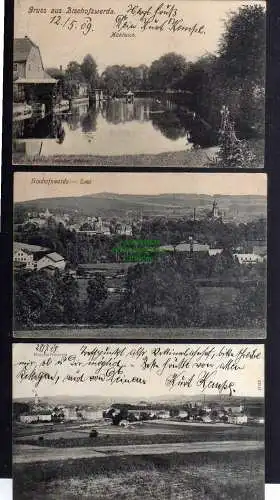 129270 3 Ansichtskarte Bischofswerda Mühlteich 1909 Total 1908