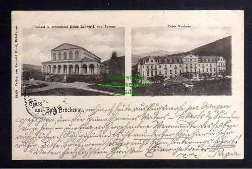 129318 Ansichtskarte Bad Brückenau 1902 Kursaal Monument Kurhaus