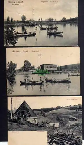 129291 3 Ansichtskarte Altenberg Bootsstation Galgenteich Ruderverein Köhlerhütte 1909