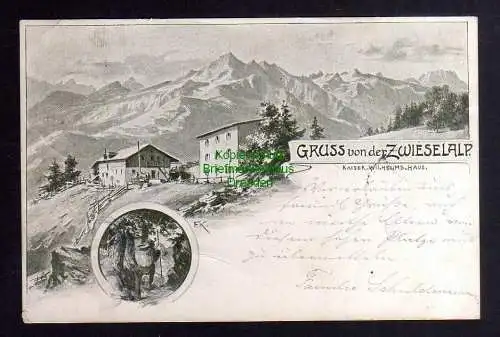 129312 Ansichtskarte Zwieselalp Kaiser Wilhelm Haus 1902 Stempel Privatpost Zwieselalp