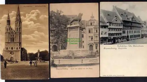 122503 3 Ansichtskarte Braunschweig August Straße Geschäftshaus Gebr. Dannenbaum Säule mit