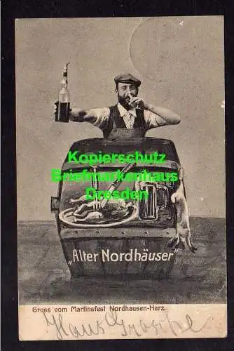 116175 Ansichtskarte Nordhausen Martinsfest 1911 Alter Nordhäuser Essen Trinken Bier Bierfa