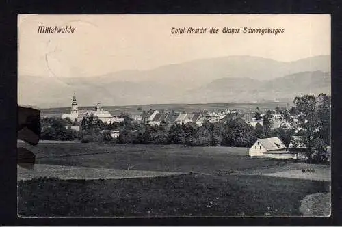 110738 Ansichtskarte Mittelwalde Schlesien 1913 Total Ansicht des Glatzer Schneegebirges