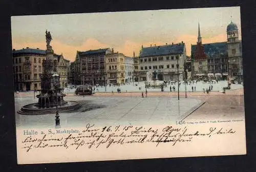 111040 Ansichtskarte Halle Saale Marktplatz um 1905