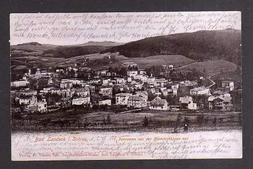 110831 Ansichtskarte Bad Landeck Schlesien 1904 Panorama von der Bismarckkoppe aus