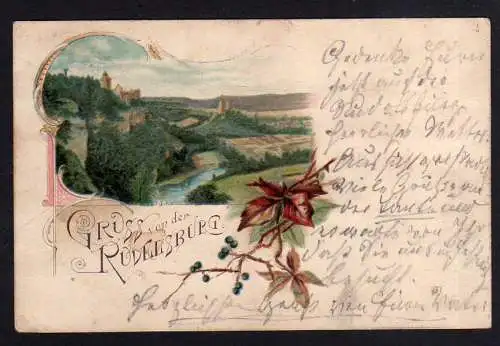100901 Ansichtskarte Litho Rudelsburg 1897