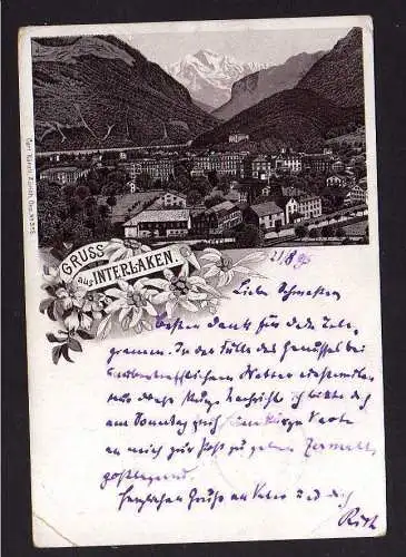 100855 Ansichtskarte Interlaken Litho Vorläufer 1895