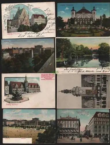 151181 8 Ansichtskarte Leipzig Johannapark um 1905 Teppich Grimmaische Straße Augustusplatz