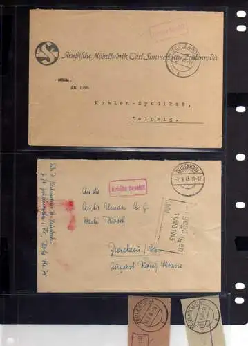 B864 2x SBZ Brief Karte Gebühr bezahlt 1945 Zöblitz Erzgebirge Währungsreform ex
