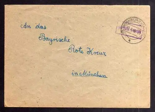 B1996 Brief SBZ Gebühr bezahlt 1946 Dornburg Saale Thüringen an Bayr. Rotes Kreu