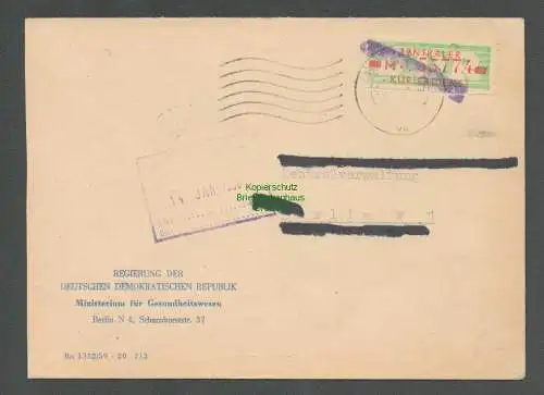 B5143 DDR ZKD B 30 I M Brief Berlin 1960 Regierung Ministerium Gesundheitswesen