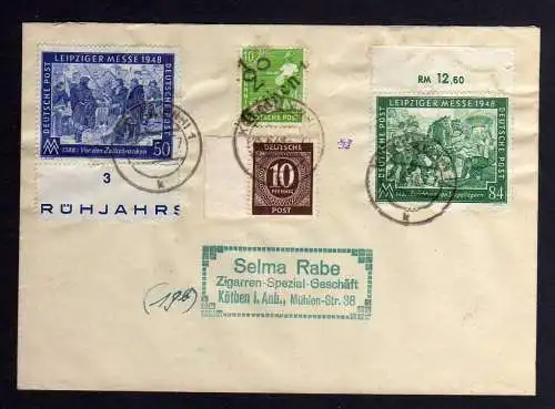 H2218 Handstempel Bezirk 2° Köthen 10 Pfg., + zehnfach gepr. Dr. Kalb BPP