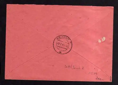 H1974 Handstempel Bezirk 16 Sonneberg 2 Brief seltener Aufdruck Einschreiben an