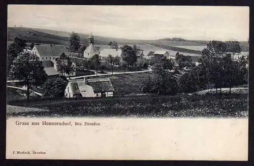 62091 Ansichtskarte Hennersdorf Bez. Dresden 1909 Ort Kirche