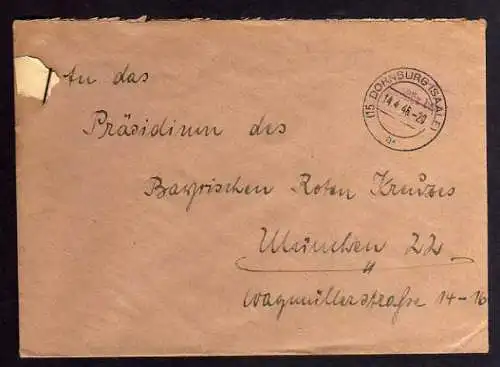 B906 SBZ Brief Gebühr bezahlt 1946 Dornburg Saale an Suchdienst München