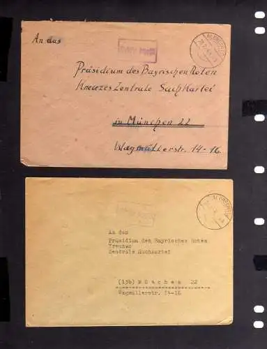 B872 2x SBZ Brief Gebühr bezahlt 1946 Albrechts an Suchdienst München