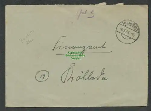 B6092 Brief SBZ Gebühr bezahlt 1946 Roßleben an Finanzamt Kölleda Bucha