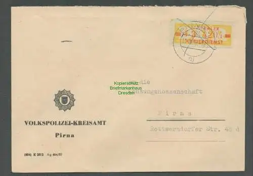 B5197 DDR ZKD B 18 M Brief Volkspolizei Kreisamt Pirna an Konsum 1958