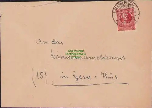 B15932 Brief SBZ Thüringen 97 Hohenleuben 11.12.45 an Einwohnermeldeamt Gera
