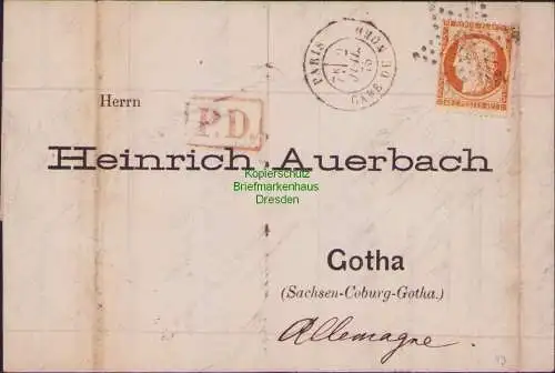 B15844 Frankreich Brief 1875 35 Ceres Auslandsbrief Paris nach Gotha