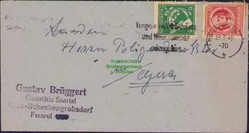 B15930 Brief SBZ Thüringen 95 A, 97 A Scheubengrobsdorf 19.3.46 Polizeidirektor