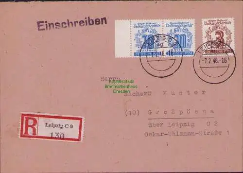 B15909 SBZ Brief 138, 2x 146 Einschreiben Abs Polizeipräsidium Leipzig Großpösna
