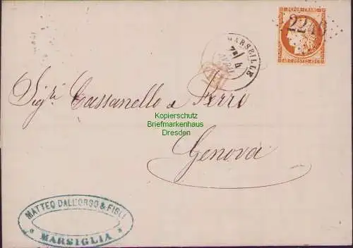 B15842 Frankreich Brief 1874 35 Ceres Auslandsbrief Marseille nach Genf Geneve