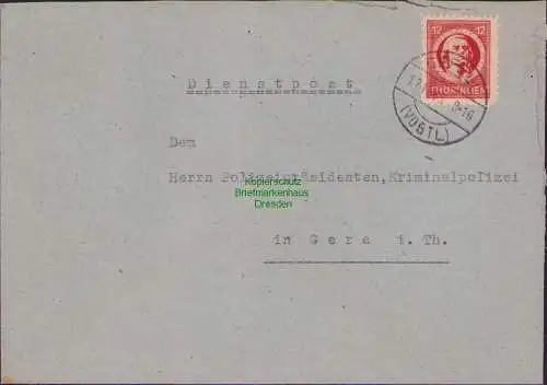 B15928 Brief SBZ Thüringen 97 Gefell  Gendarmerie Posten Dienstpost Polizei Gera