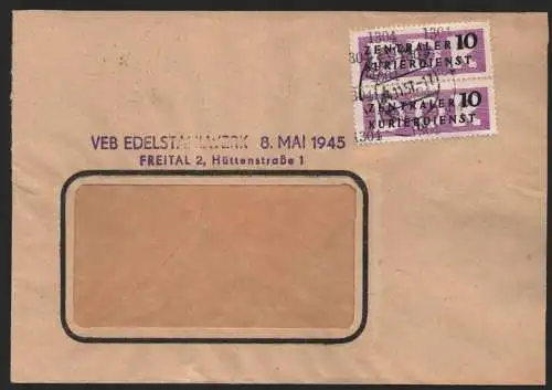 B14152 DDR ZKD Brief 1957 2x10 1304 Freital VEB Edelstahlwerk 8. Mai 1945 an nac