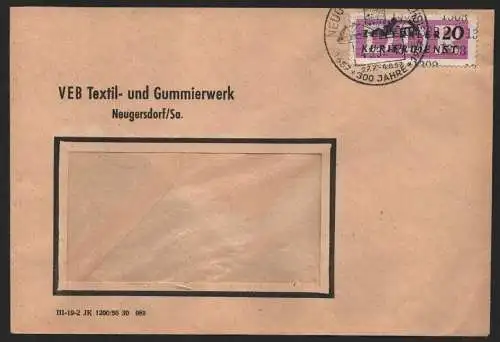 B14167 DDR ZKD Brief 1957 15 1308 Löbau  VEB Textil- und Gummierwerk an nach Kar