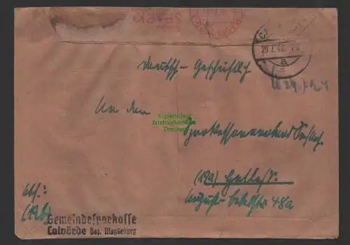 B10186 Brief SBZ Gebühr bezahlt Währungsreform 1948 Calvörde Bz. Magdeburg