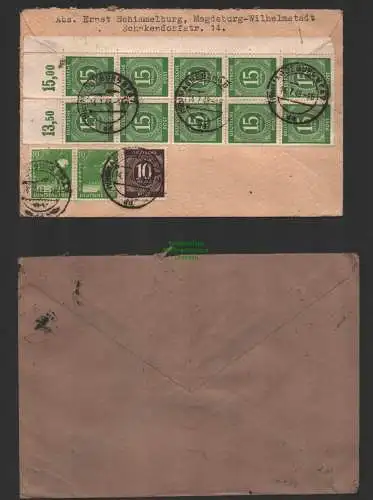 B10234 Brief SBZ Währungsreform 1948 Zehnfach Magdeburg 14.7.48 Bogenteil 922