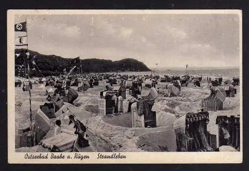 91739 Ansichtskarte Ostseebad Baabe a. Rügen Strand Strandburg Strandleben um 1940