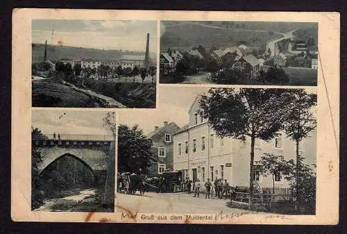 87929 AK Gruß aus dem Muldental Hammer Schänke Gasthaus Brücke Fabrik 1915