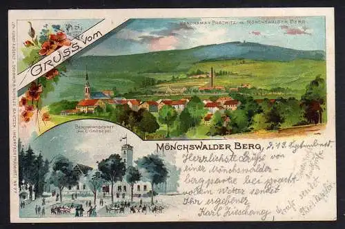 87740 AK Mönchswalder Berg Bergwirtschaft Gasthaus Emil Gröschel 1903 Litho