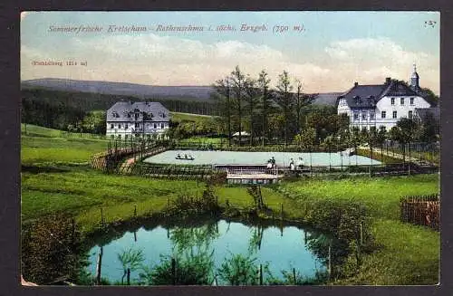 87177 Ansichtskarte Kretscham Rothensehma Erzgebirge 1919 Schänke Bahnpost