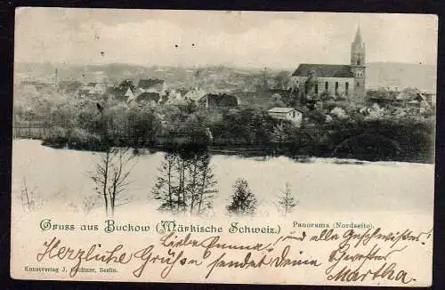 87321 AK Buckow Märkische Schweiz 1901 Panorama Nordseite Kirche