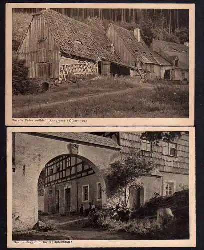 87260 2 AK Olbernhau Semlergut Dörfel 1919 Pulvermühle Rungstock 1921