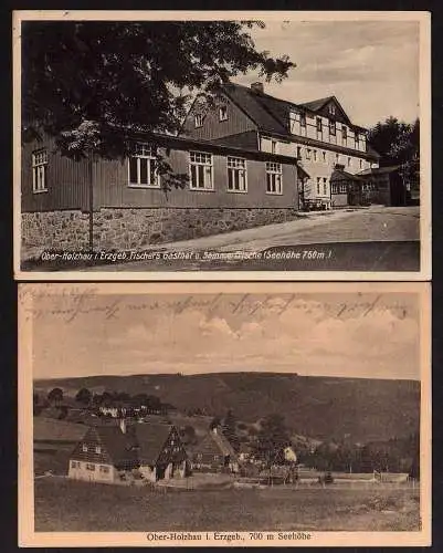 87186 2 AK Holzau Erzgebirge 1927 1931 Fischers Gasthof