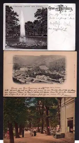 87381 3 Ansichtskarte Bad Harzburg 1896 Fontaine unter den Eichen 1905 Hotel Harzburger Hof