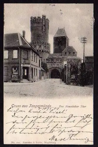 87429 Ansichtskarte Tangermünde Das Neustädter Tor 1901