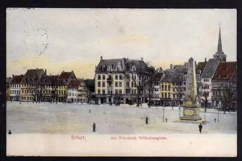 87480 Ansichtskarte Erfurt 1905 Am Friedrich Wilhelmsplatz Dankmal Säule